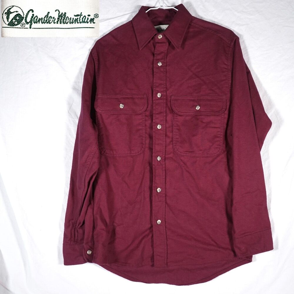 Vintage Gander Mountain Button Up Shirt Shacket Red Cotton Made in USA Small